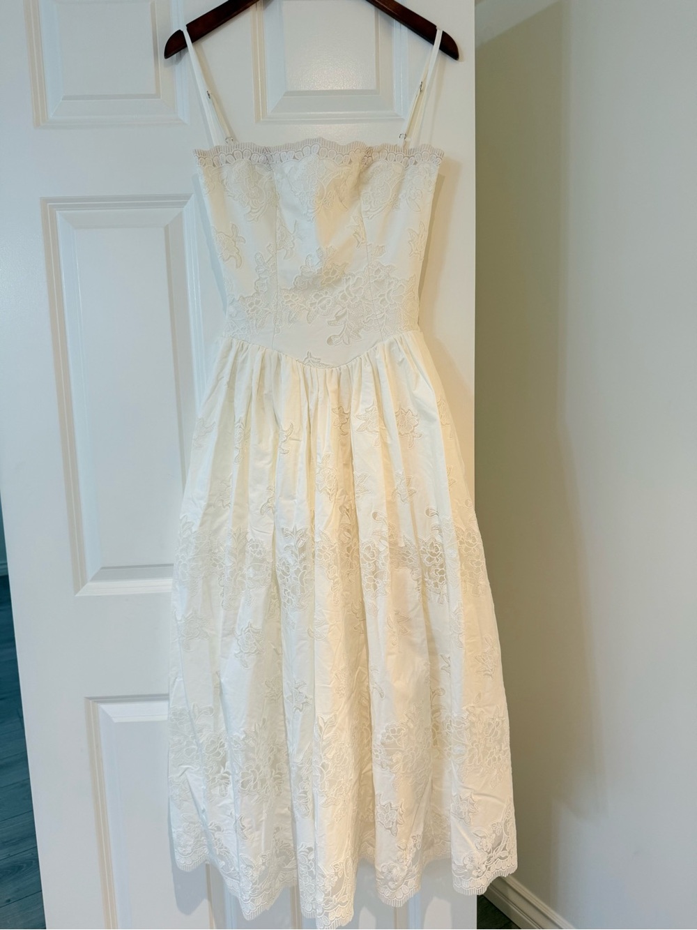 House of CB CHLOE White Custom Lace Cotton Midi Sundress Small cup A/C NWOT - Picture 4 of 8